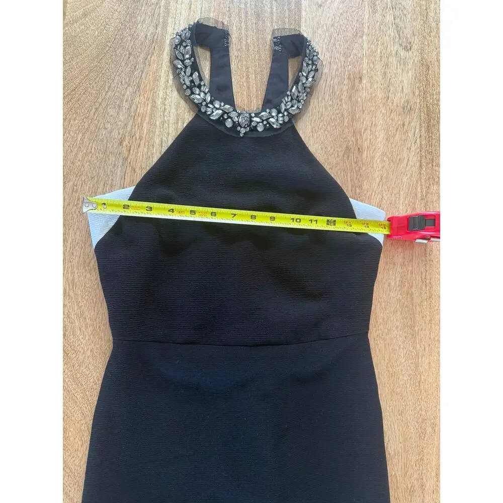 BCBGMAXAZRIA Black Beaded Neck Sleeveless Maxi Gown Formal evening Dress